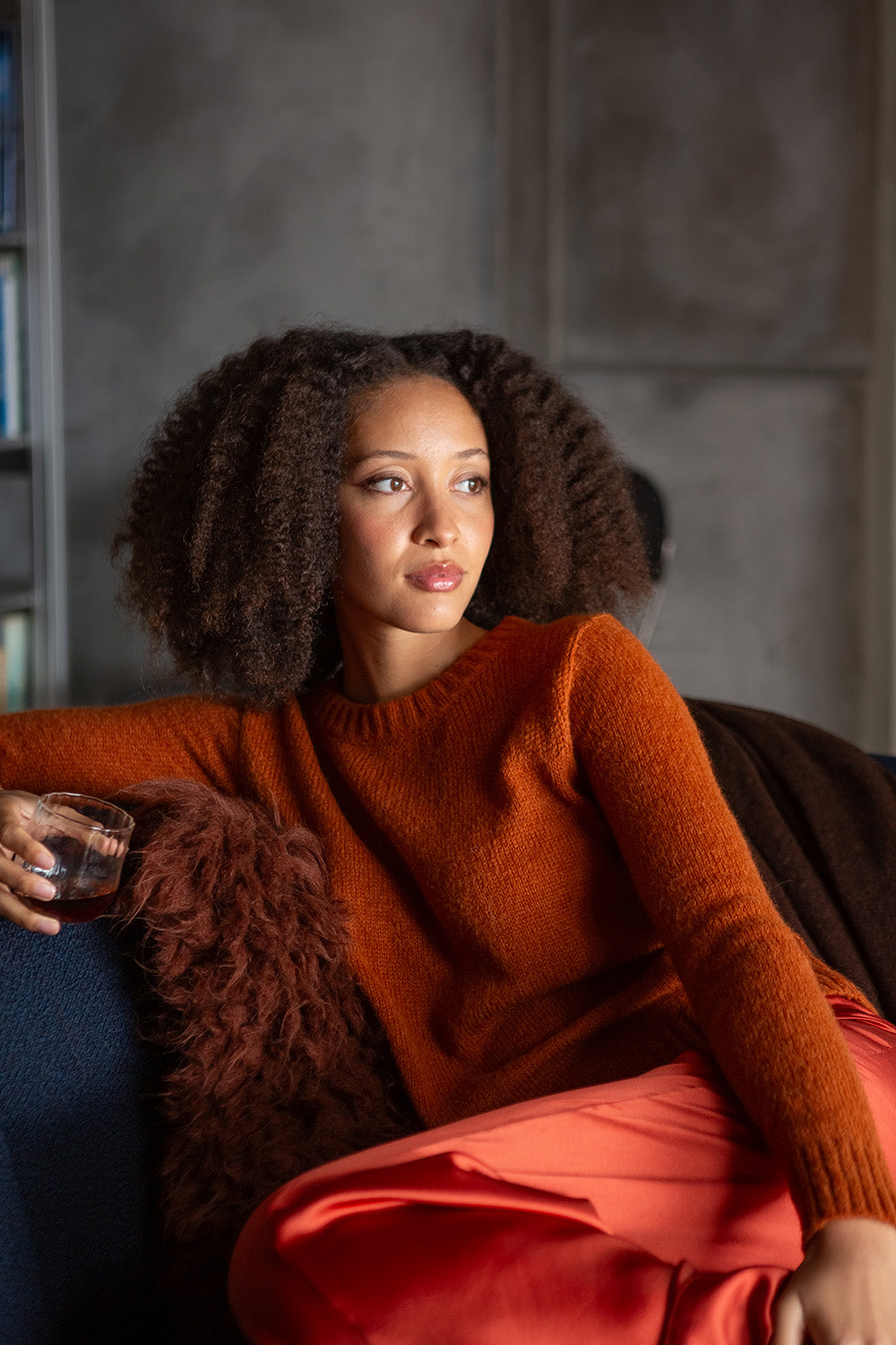 Isla Alpaca Wool Silk Sweater In Kabocha