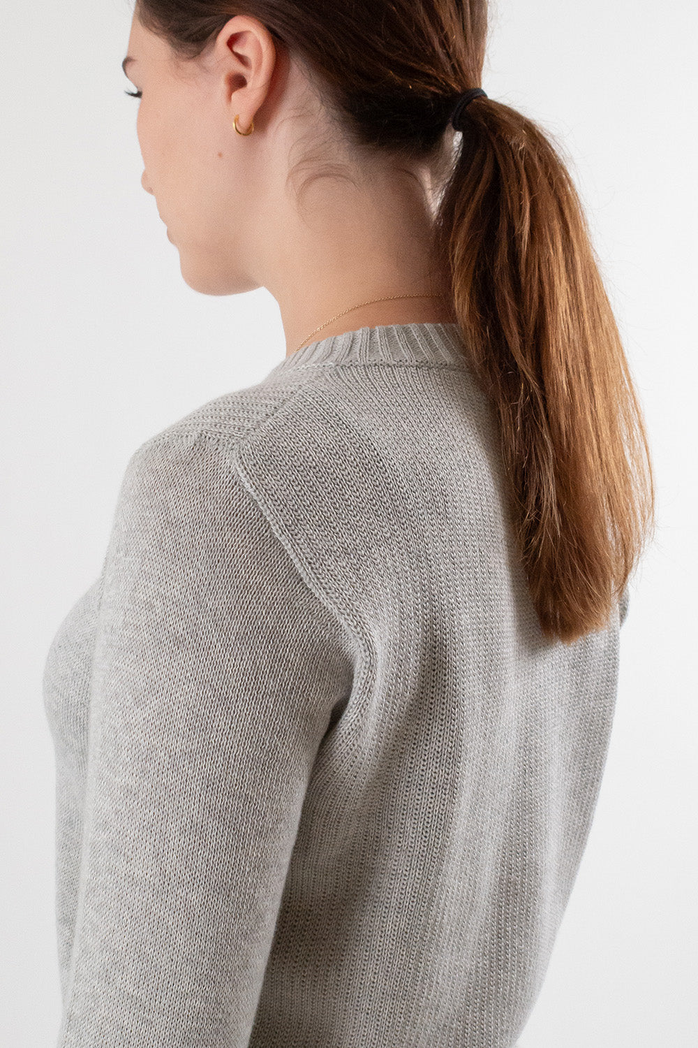Isla Pima Cotton Sweater In Light Grey