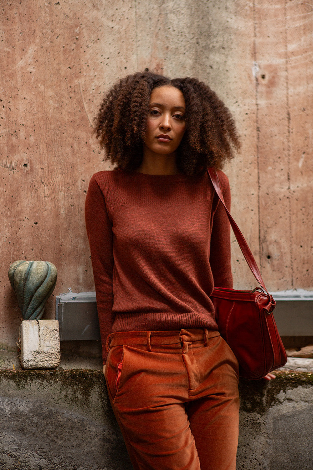 Isla Pima Cotton Sweater In Madrone
