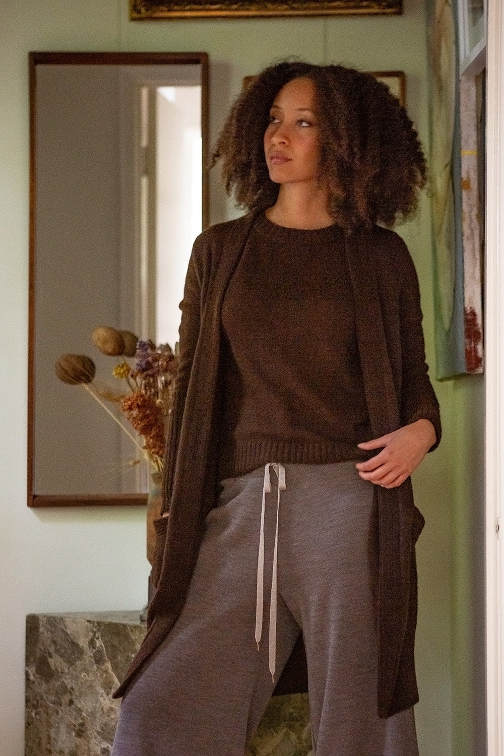 Isla Alpaca Wool Silk Sweater In Nocino