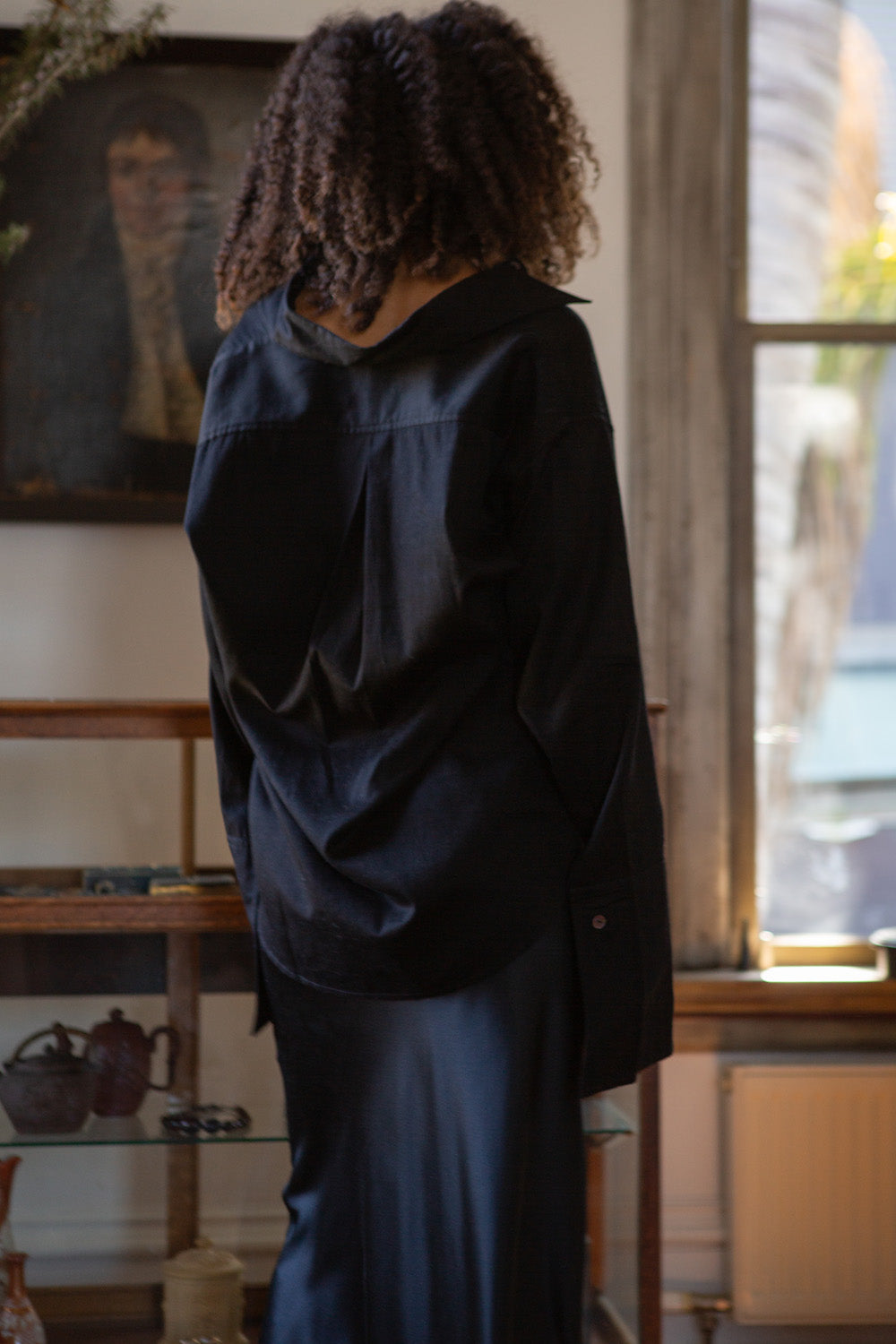 Ivor Cotton French Cuff Shirt In Black