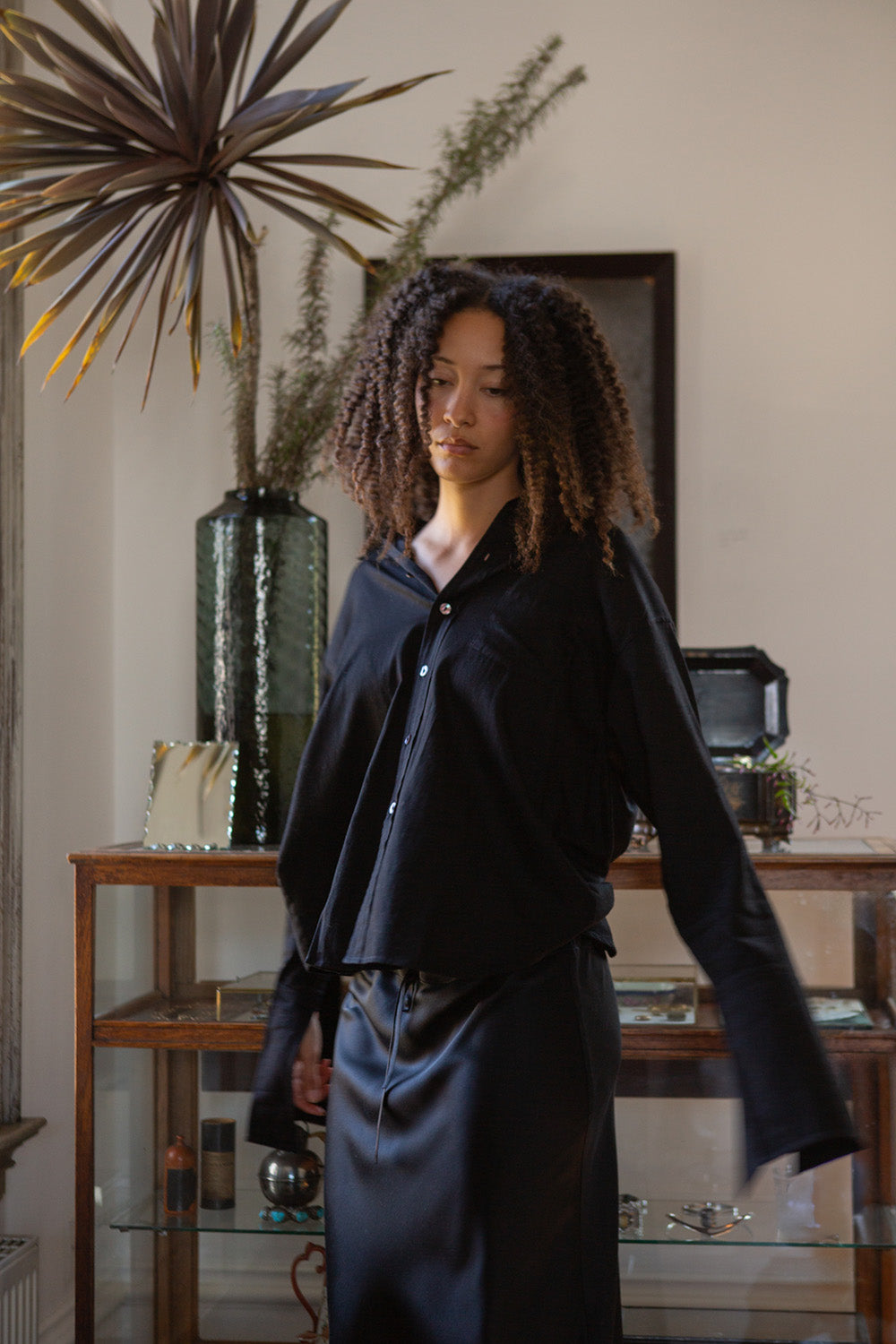 Ivor Cotton French Cuff Shirt In Black