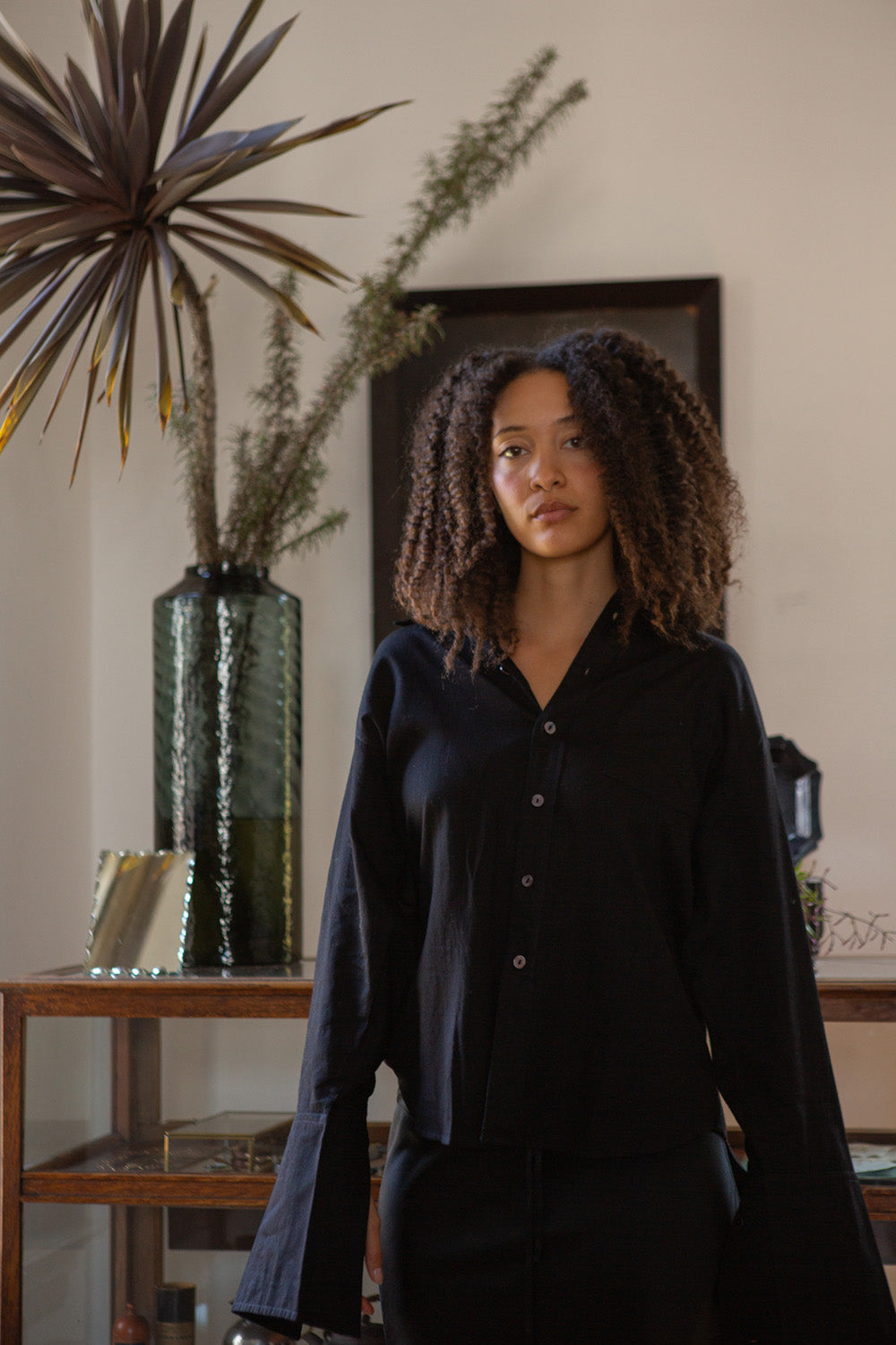Ivor Cotton French Cuff Shirt In Black