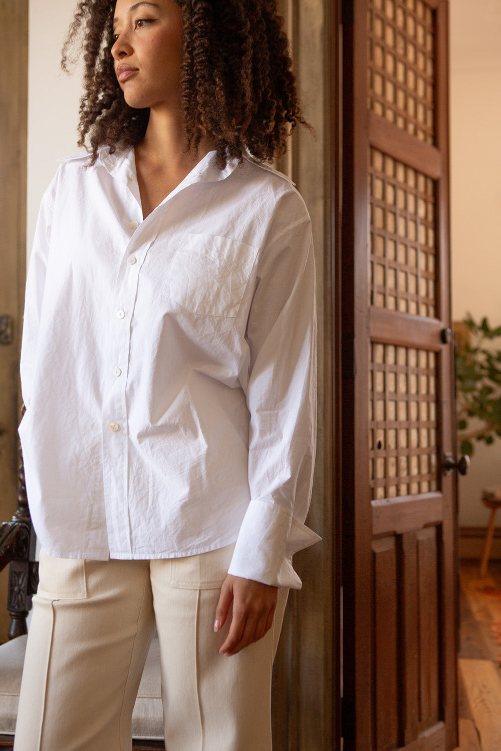Ivor Cotton French Cuff Shirt In White