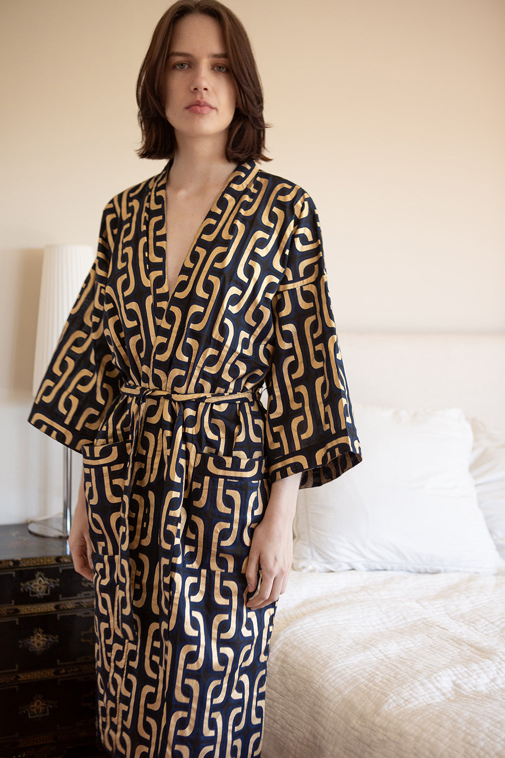 Jaqueline Cotton Robe in Midnight Super 1965