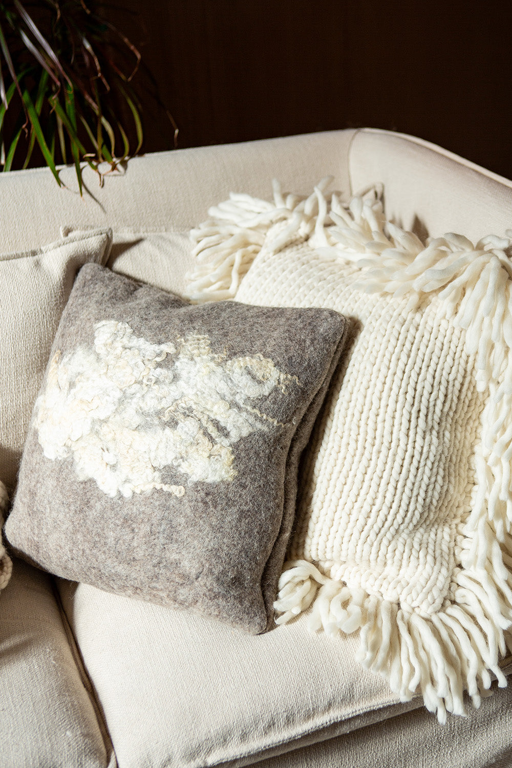 JG SWITZER x Erica Tanov Wensleydale Wool Pillow in Grey