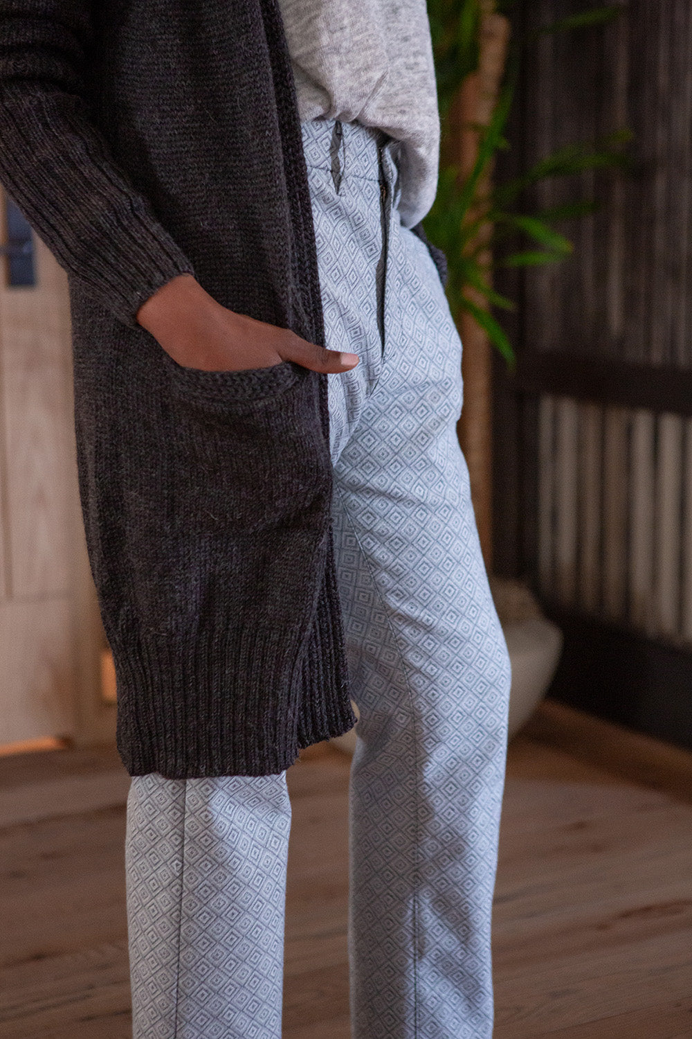 Joan Alpaca Long Cardigan In Charcoal