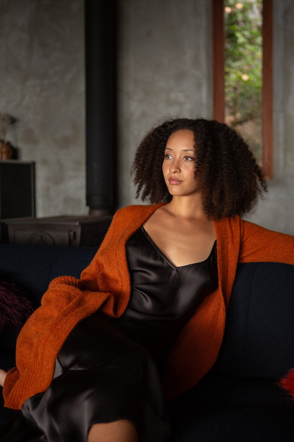 Joan Alpaca Silk Long Cardigan In Kabocha