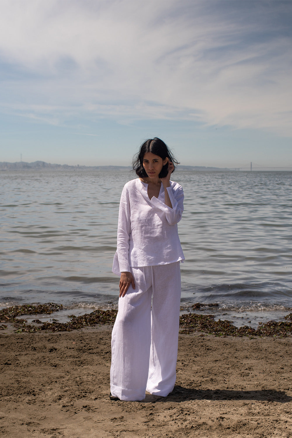 Jules Handkerchief Linen Pants In White