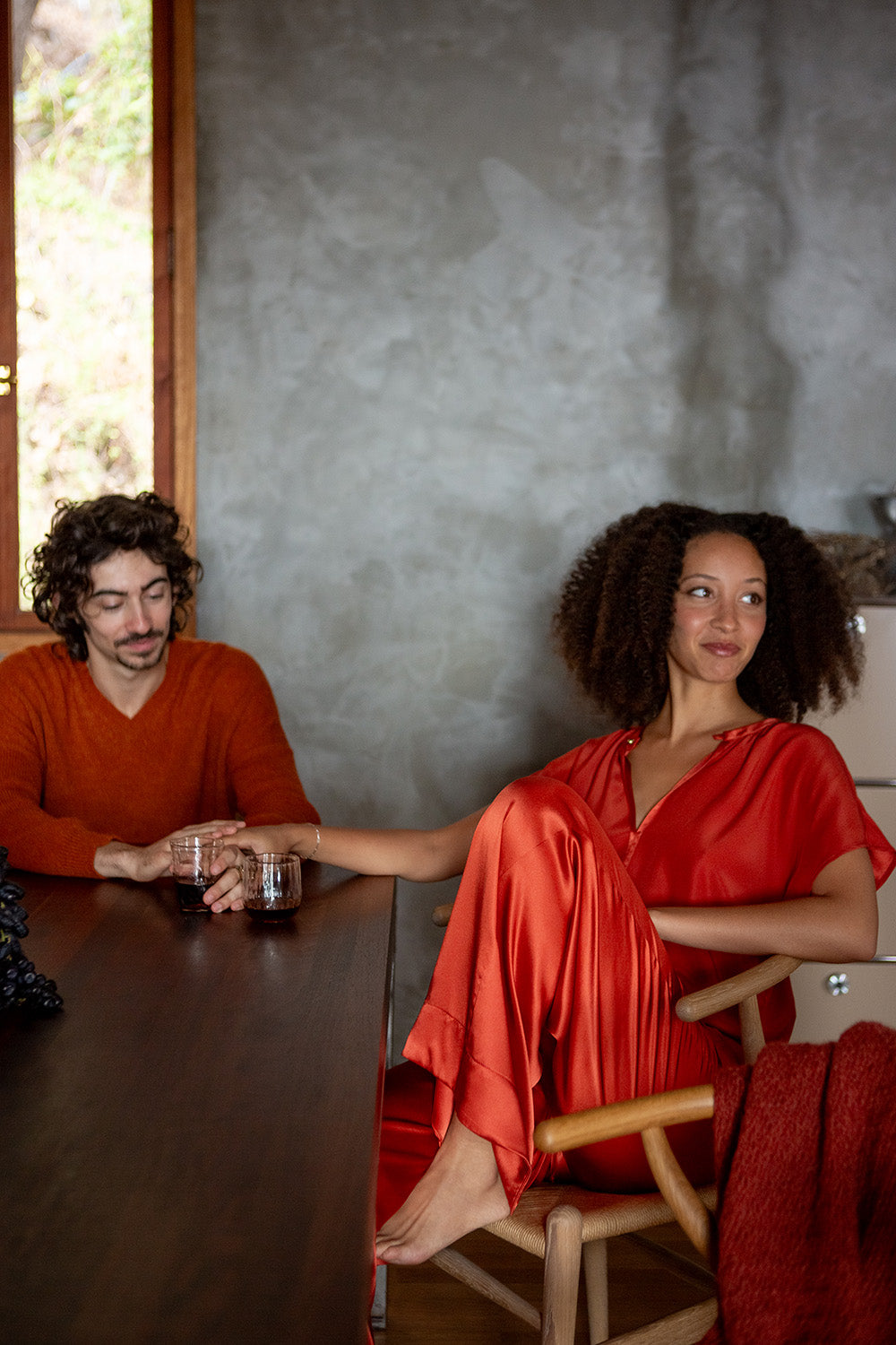 Jules Silk Charmeuse Pant in Rooibos