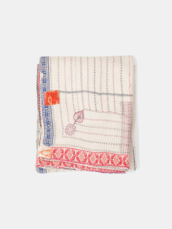 Vintage Kantha Quilt in Cream