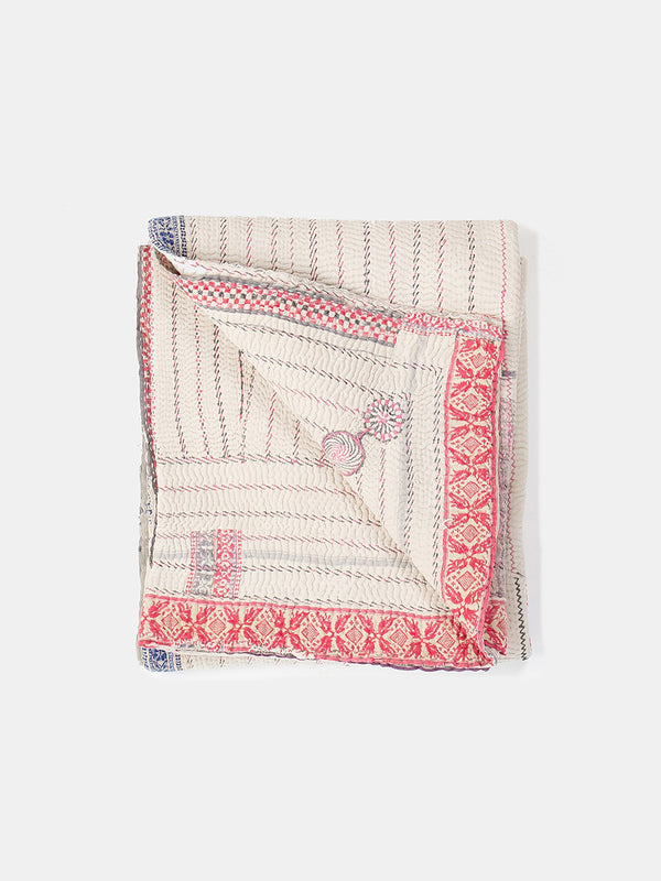 Vintage Kantha Quilt in Cream
