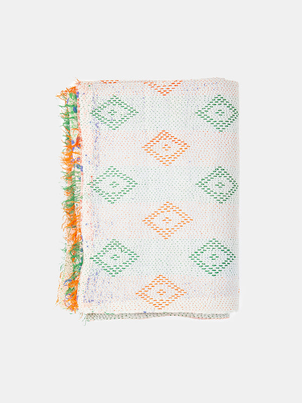 Vintage Kantha Quilt in Diamond