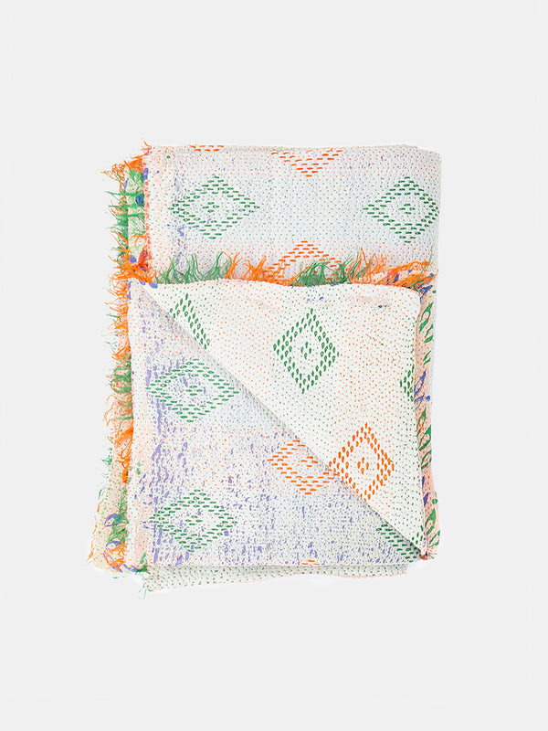 Vintage Kantha Quilt in Diamond
