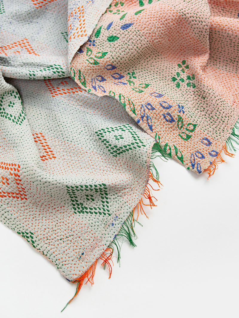Vintage Kantha Quilt in Diamond