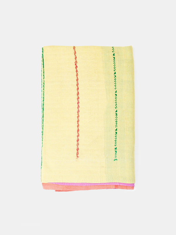 Vintage Kantha Quilt in Lemon
