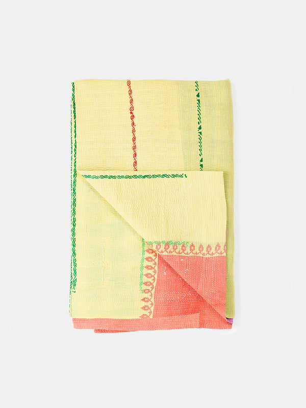 Vintage Kantha Quilt in Lemon