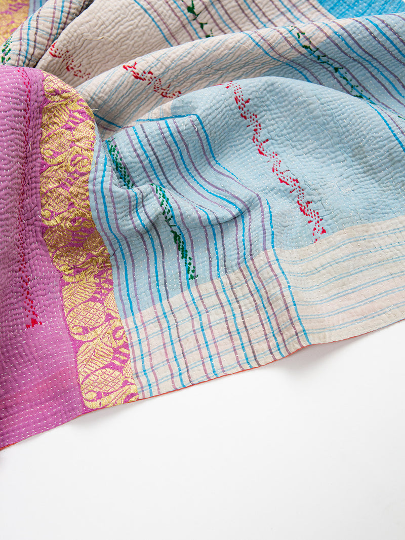 Vintage Kantha Quilt in Lemon