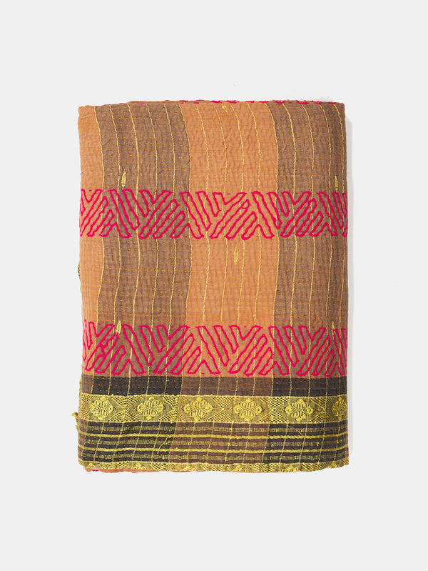 Vintage Kantha Quilt in Orange