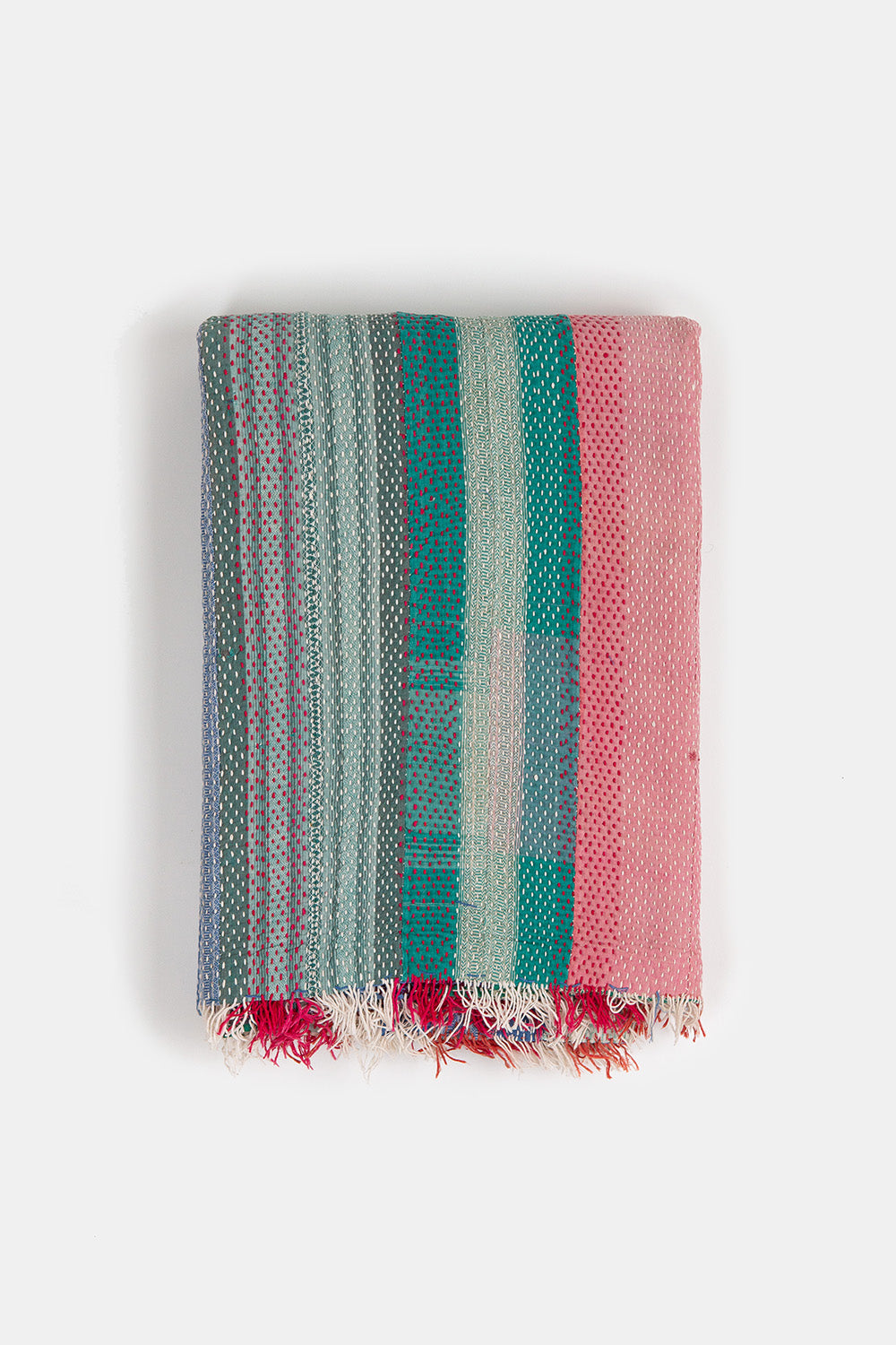 Vintage Kantha Quilt in Candy Stripe