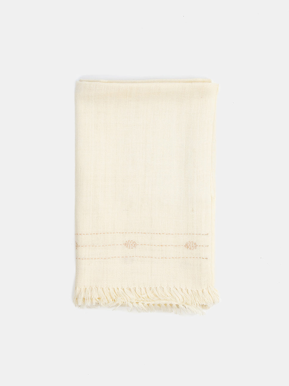 Khadi Wool Hand Embroidered Shawl in Soft White