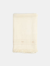 Khadi Wool Hand Embroidered Shawl in Soft White