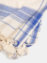 Blue Plaid Tasseled Khadi Cotton Towel