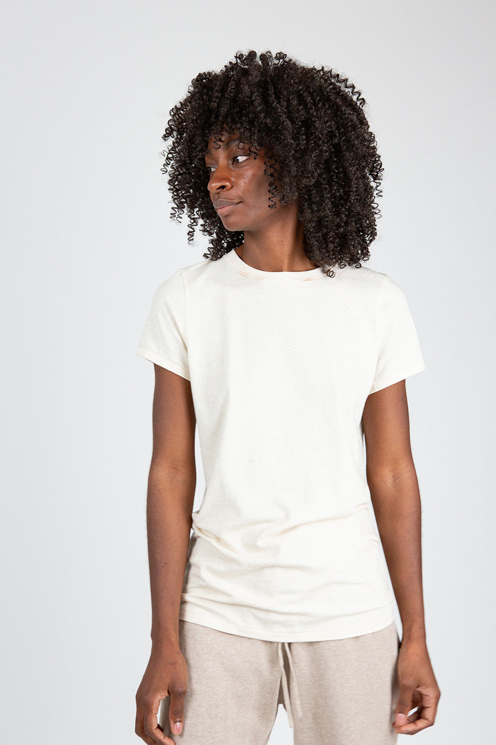Lauren Manoogian Bias Baby Tee in Natural
