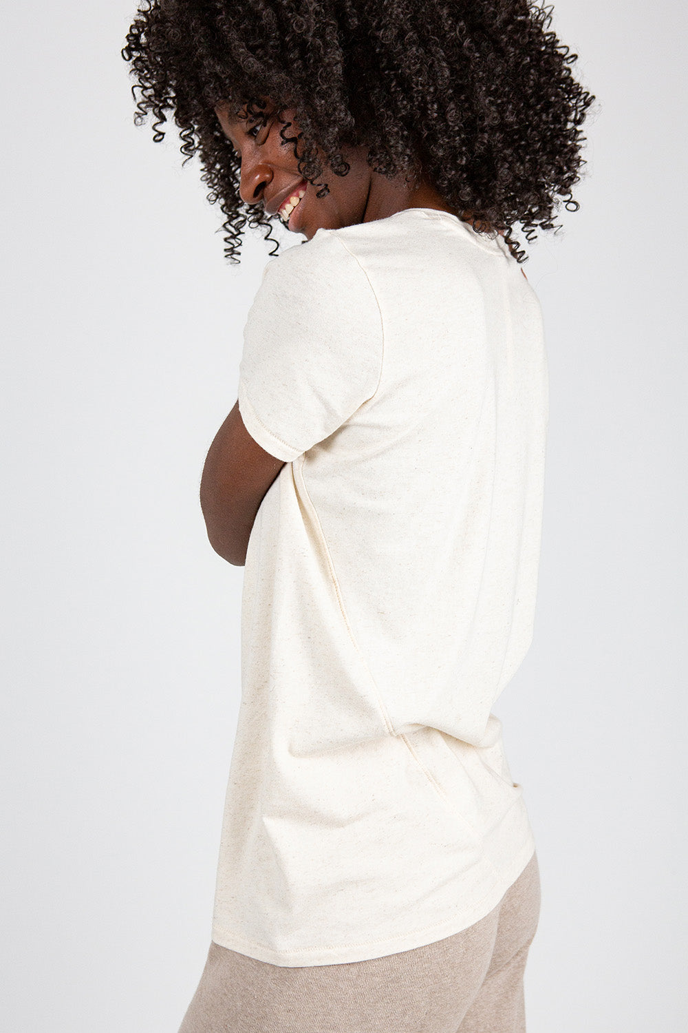 Lauren Manoogian Bias Baby Tee in Natural