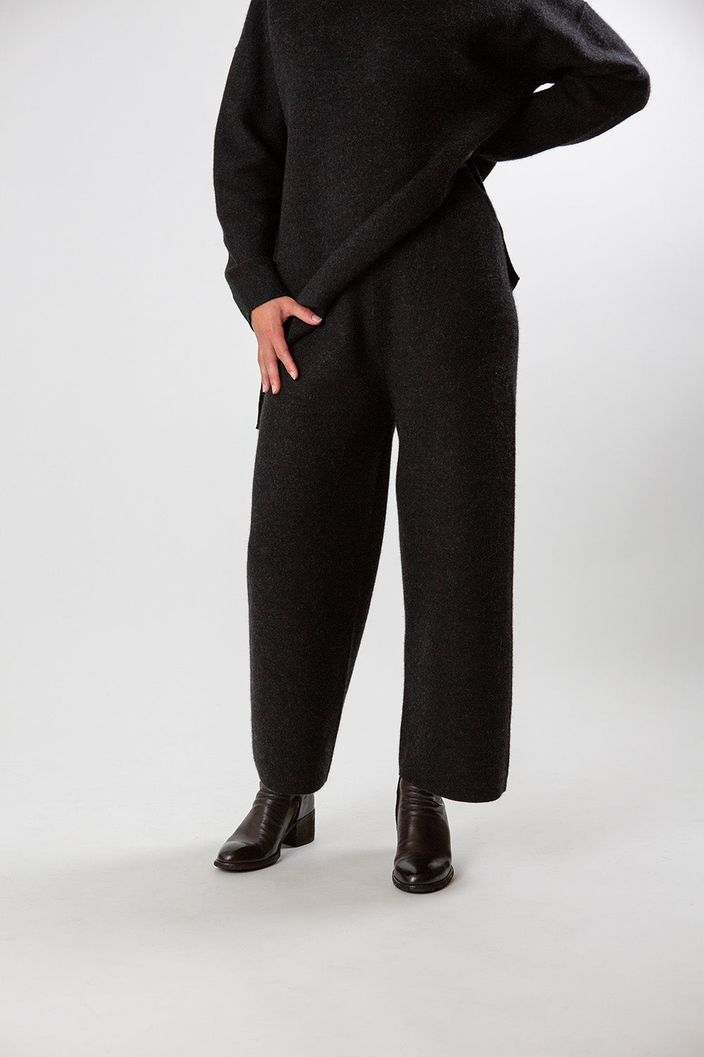 Lauren Manoogian Double Knit Pants In Black Melange