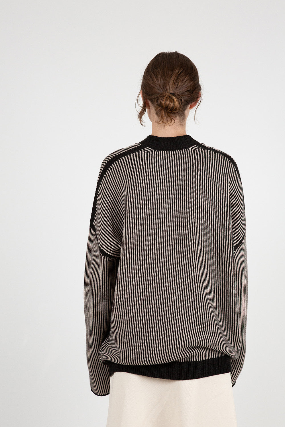Lauren Manoogian Linea Cardigan in Black Melange/Sisal