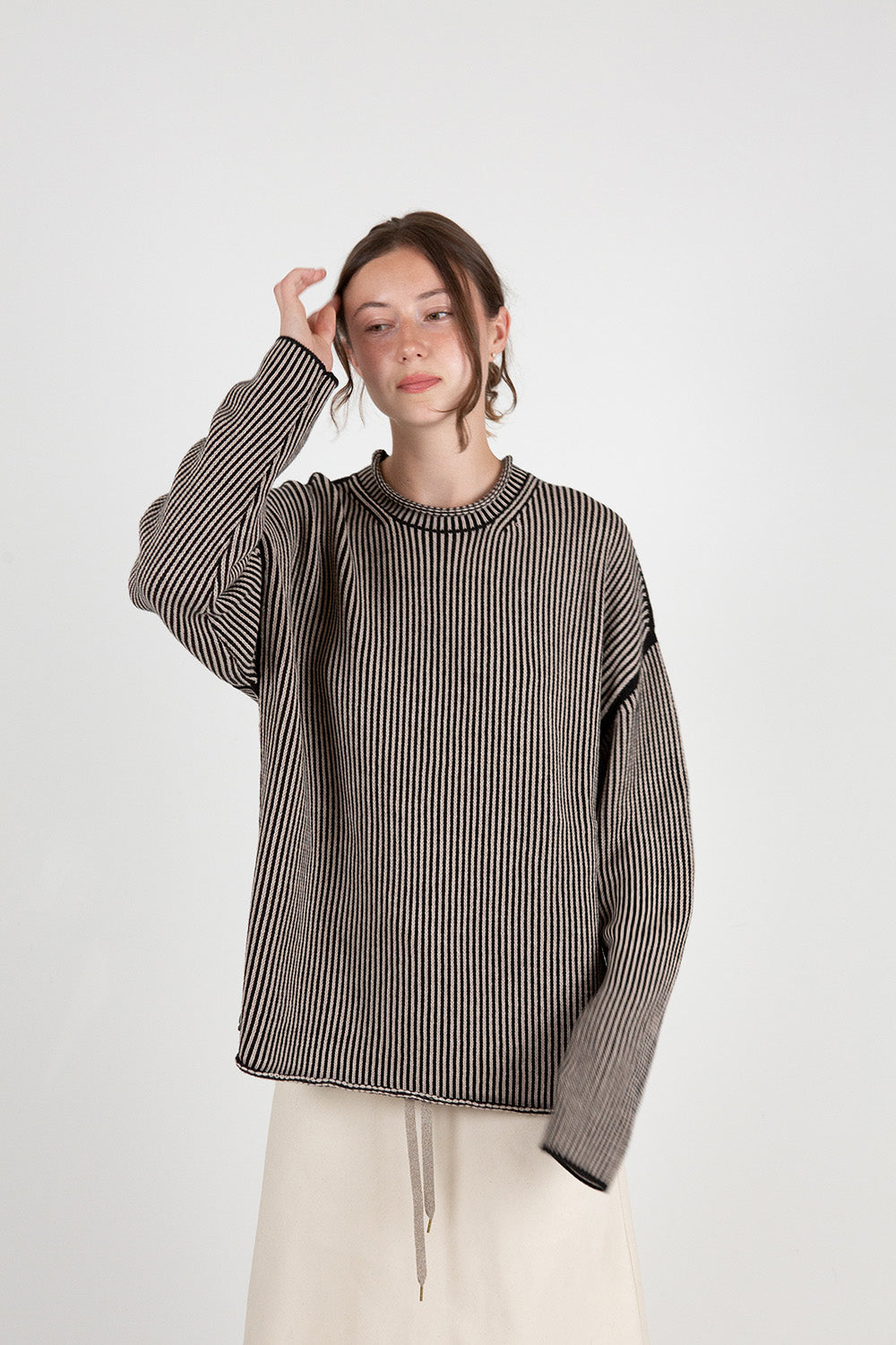 Lauren Manoogian Linea Rollneck in Black Melange/Sisal