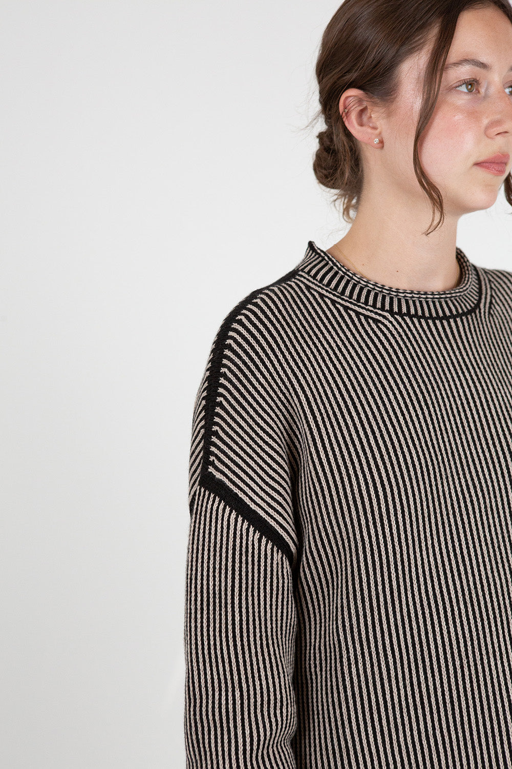 Lauren Manoogian Linea Rollneck in Black Melange/Sisal