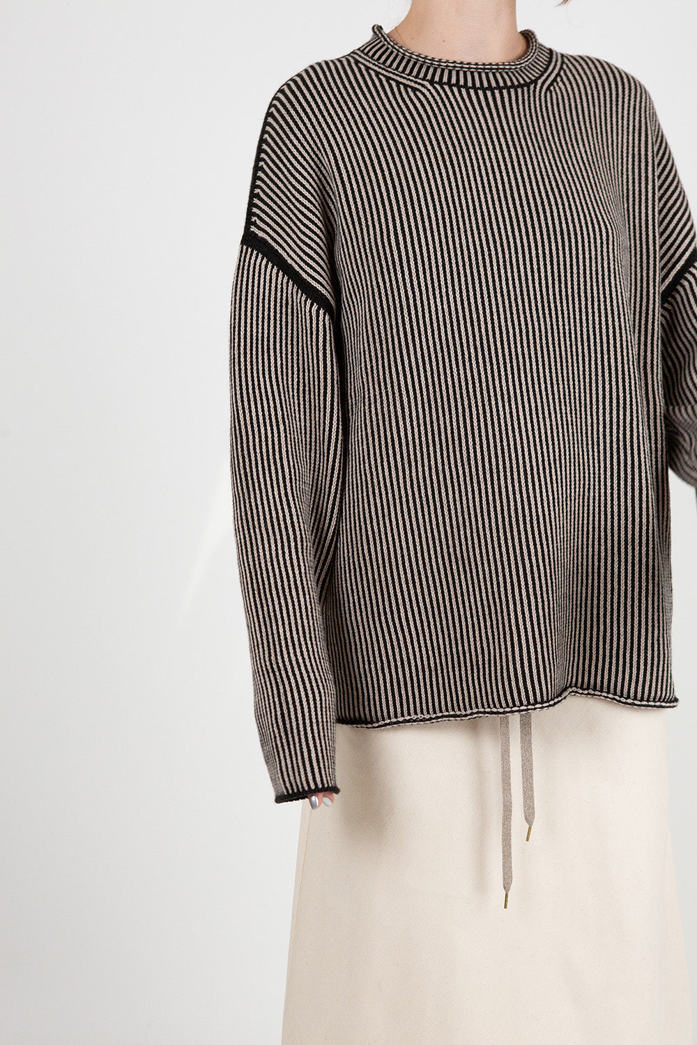 Lauren Manoogian Linea Rollneck in Black Melange/Sisal