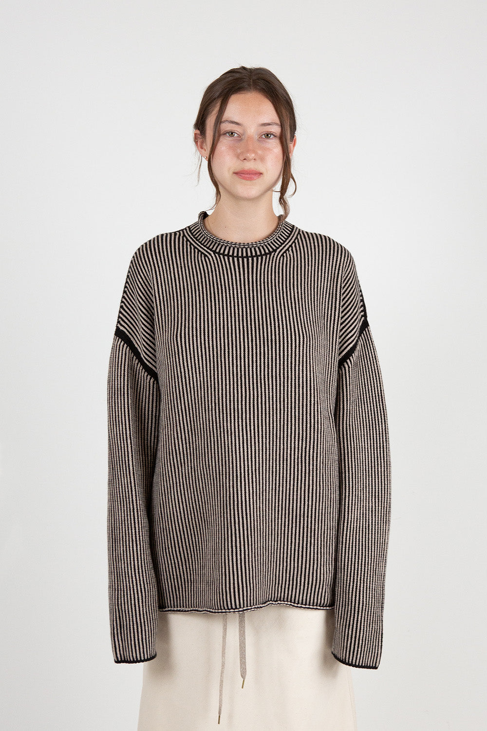 Lauren Manoogian Linea Rollneck in Black Melange/Sisal