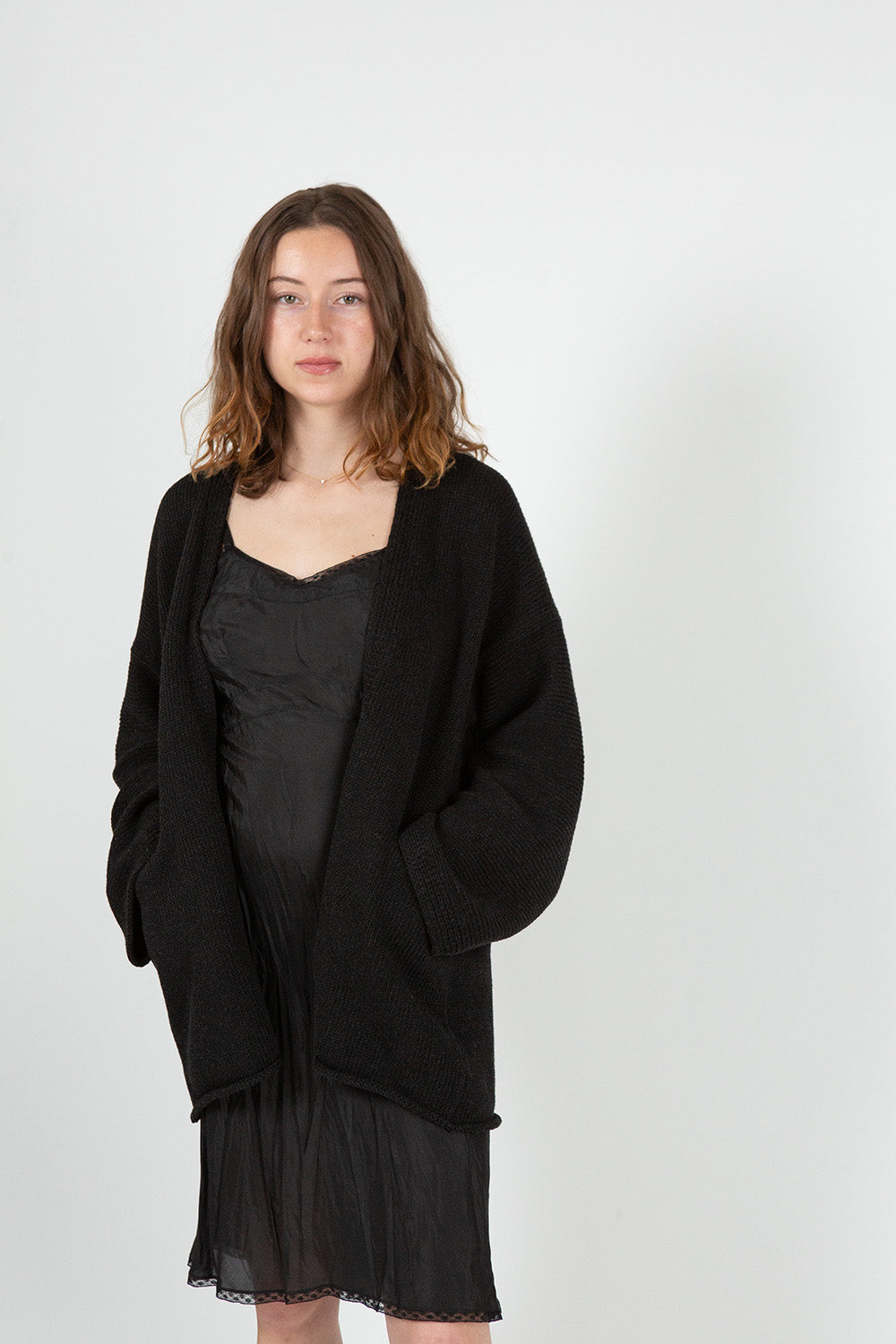 Lauren Manoogian Open Cardigan in Black Melange
