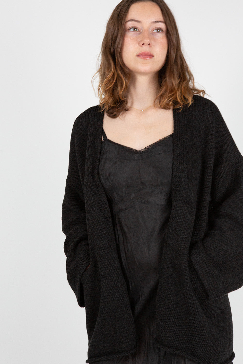 Lauren Manoogian Open Cardigan in Black Melange