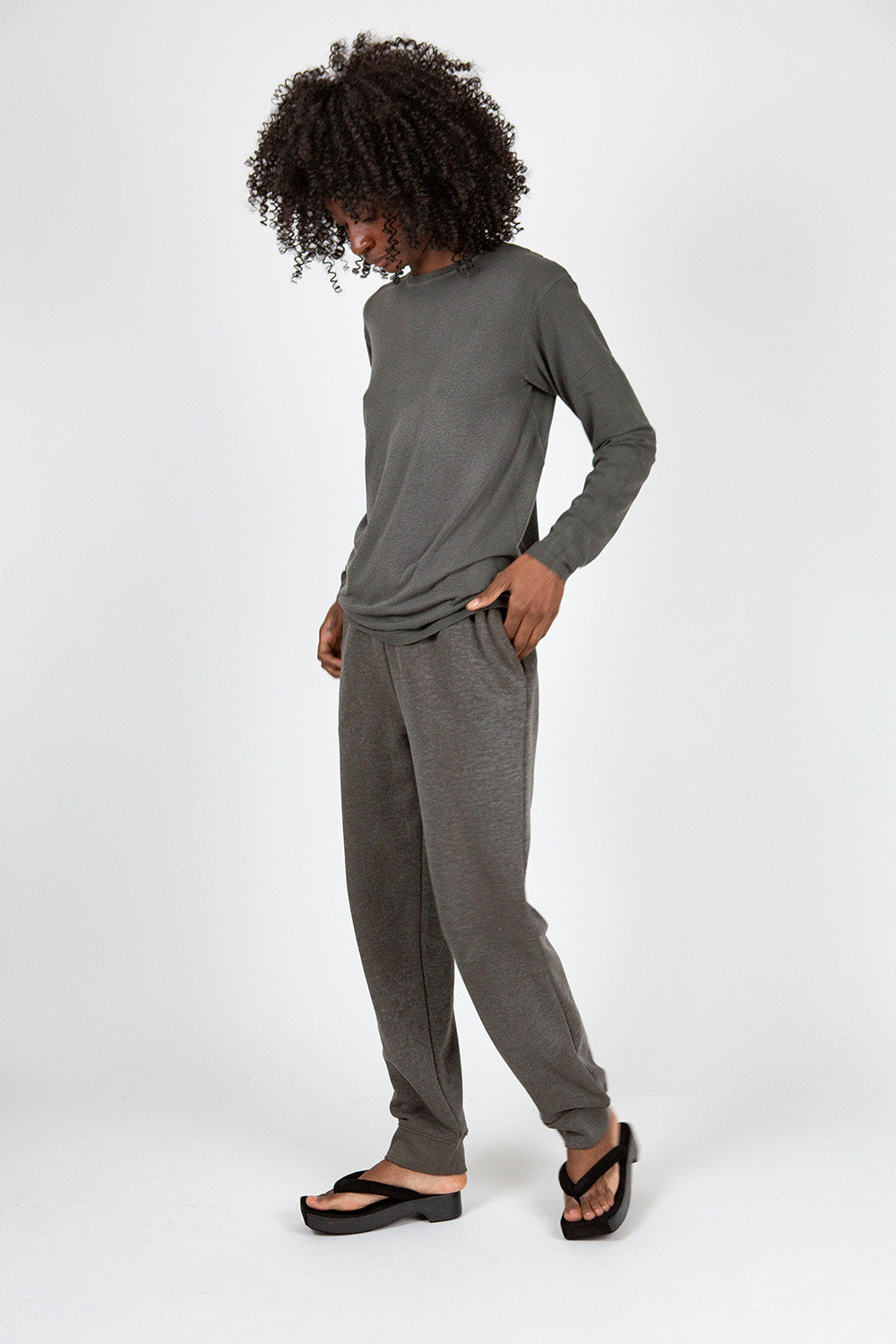 Lauren Manoogian Terry Pants in Washed Black
