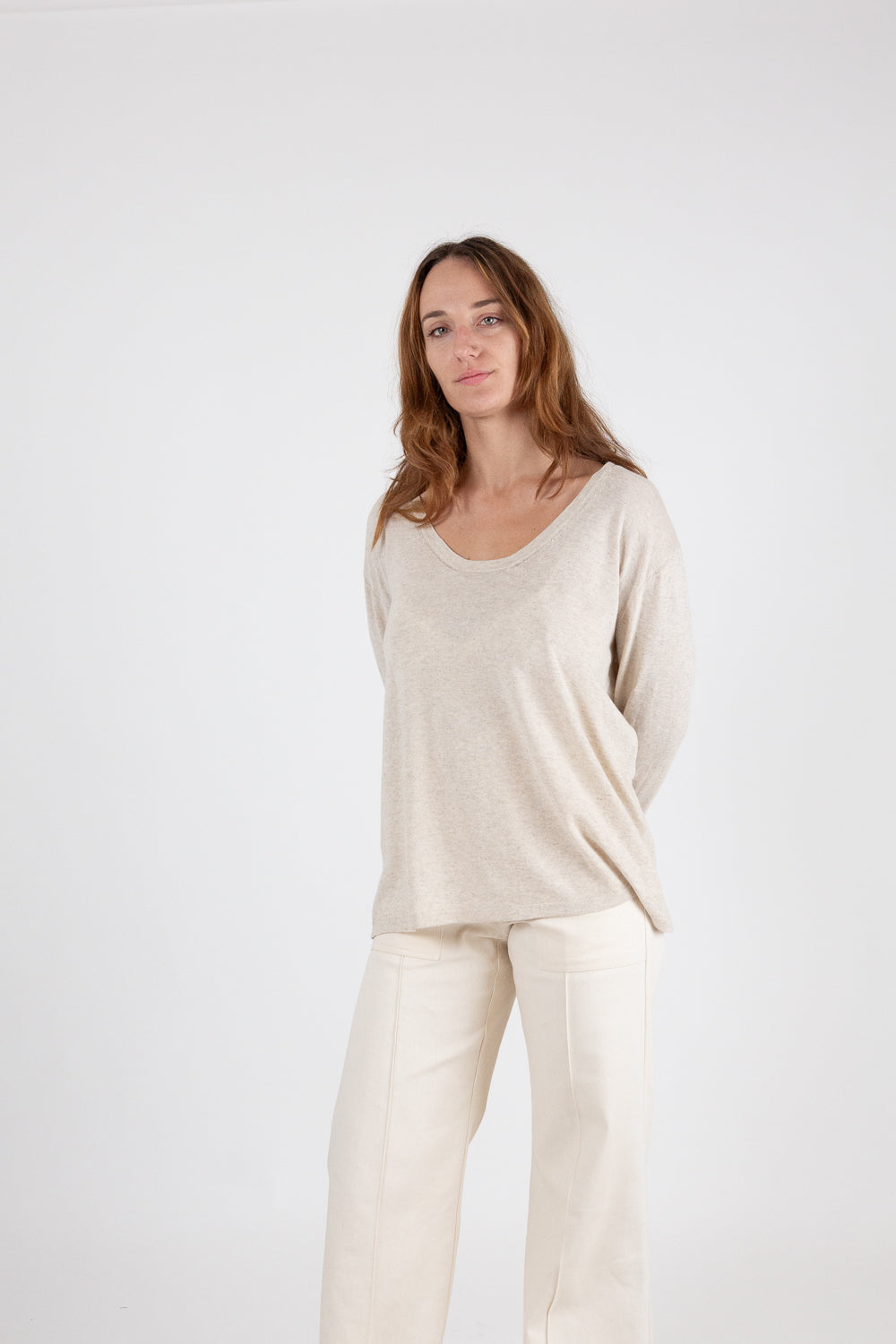 Lauren Manoogian Long Sleeve U Neck In Flax