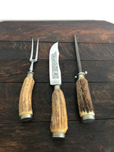 Vintage Horn and Steel Solingen Carving Set