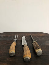 Vintage Horn and Steel Solingen Carving Set