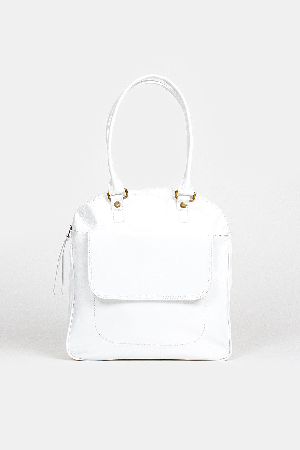 Leo Bowling Bag in White Patent