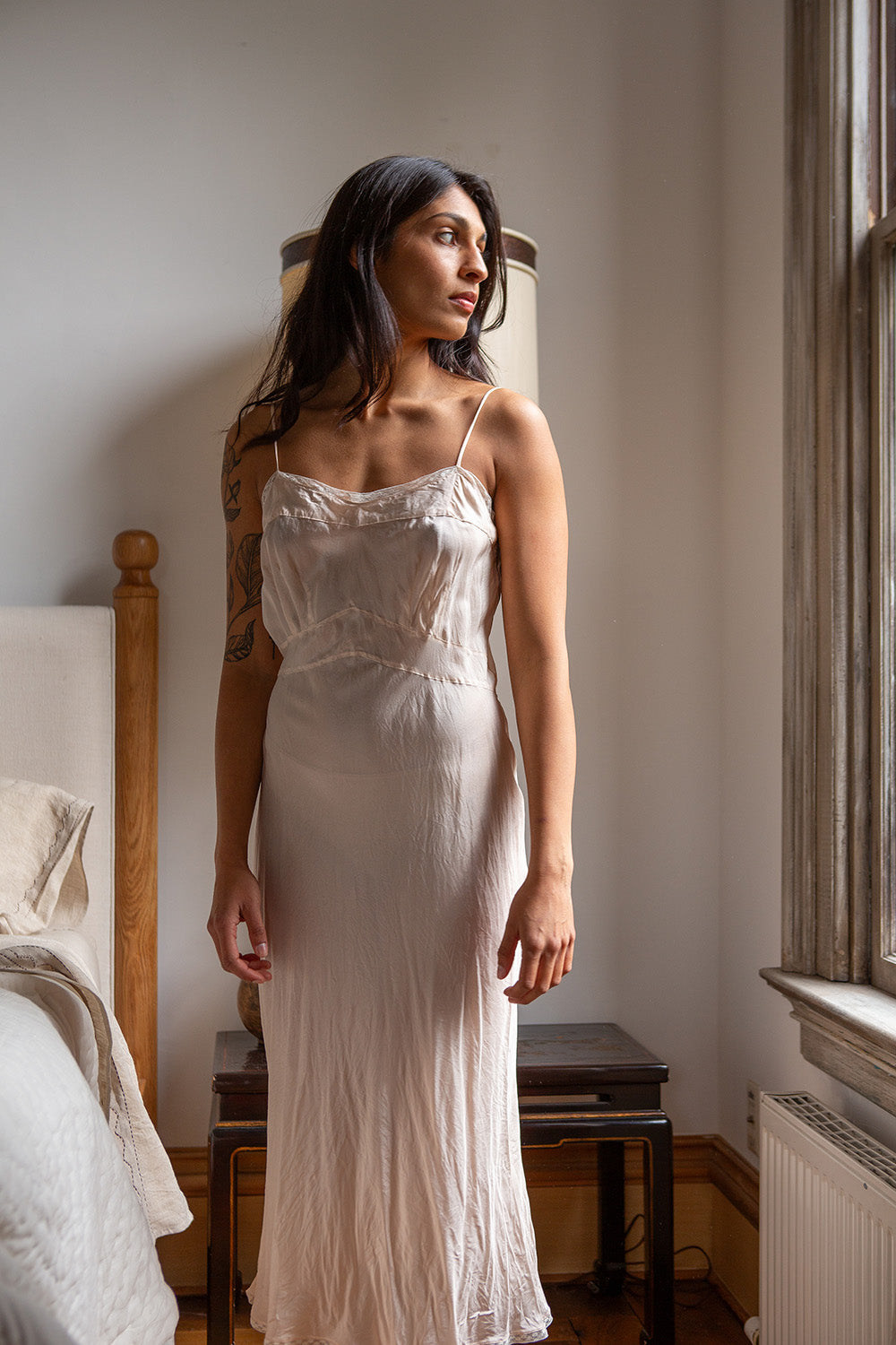 Long silk slip dress clearance