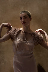Long Lola Sueded Silk Charmeuse Dress In Cameo