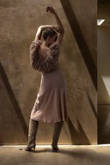 Long Lola Sueded Silk Charmeuse Dress In Cameo