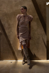 Long Lola Sueded Silk Charmeuse Dress In Cameo