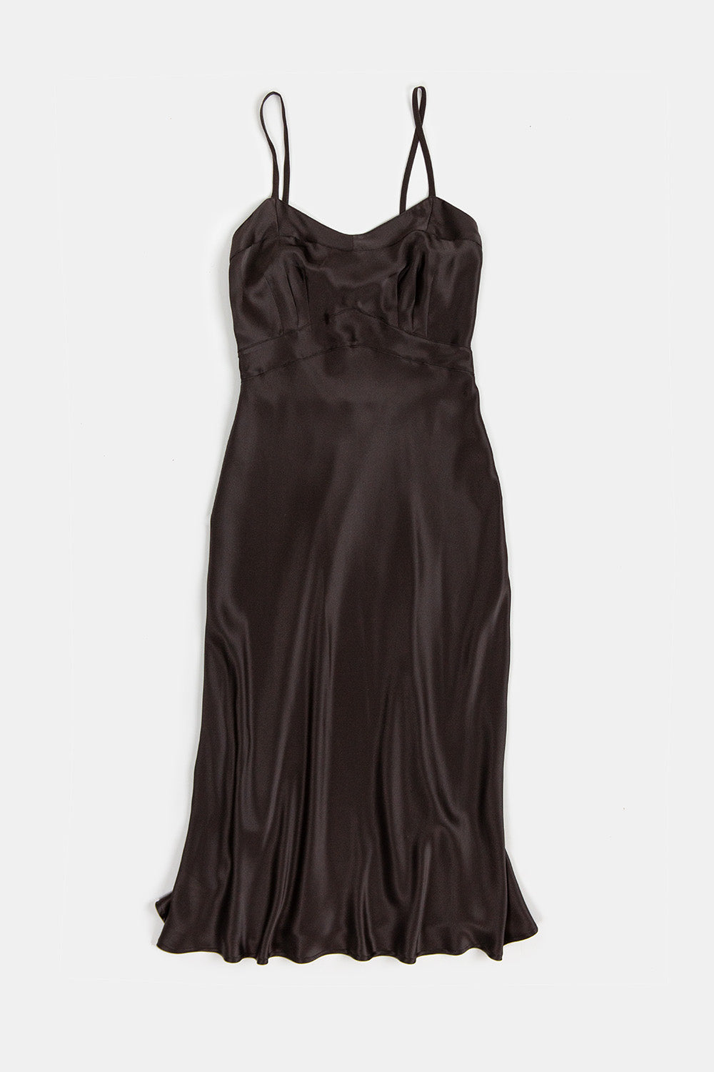 Long Lola Silk Charmeuse Dress in Nocino