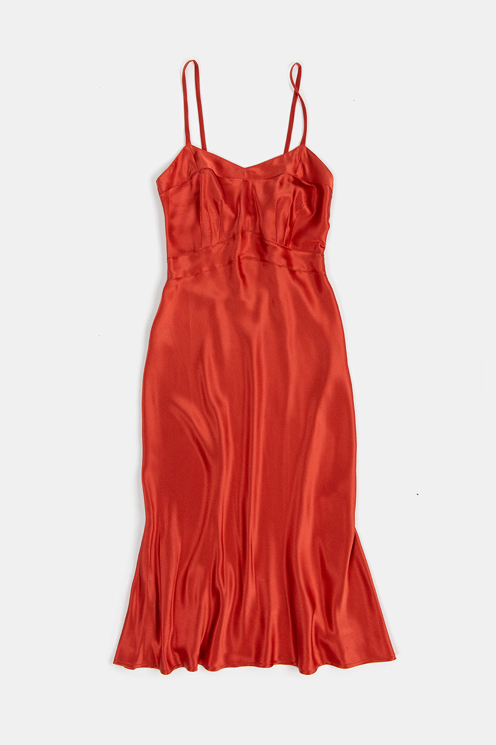 Long Lola Silk Charmeuse Dress in Rooibos