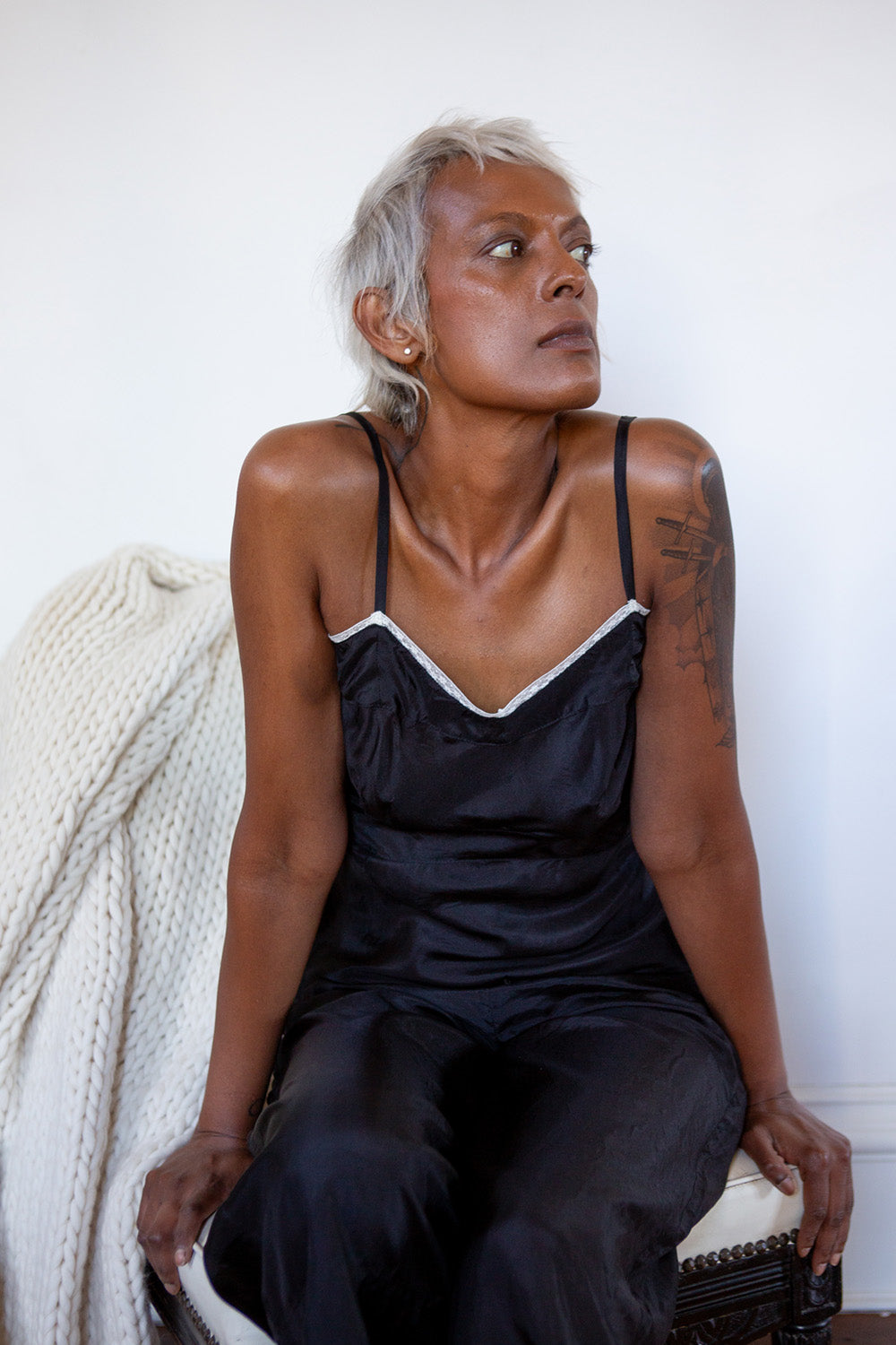 Lolita Silk Camisole in Black/Ivory