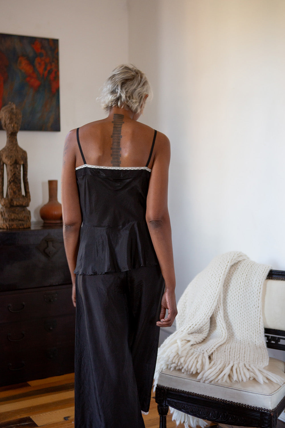 Lolita Silk Camisole in Black/Ivory